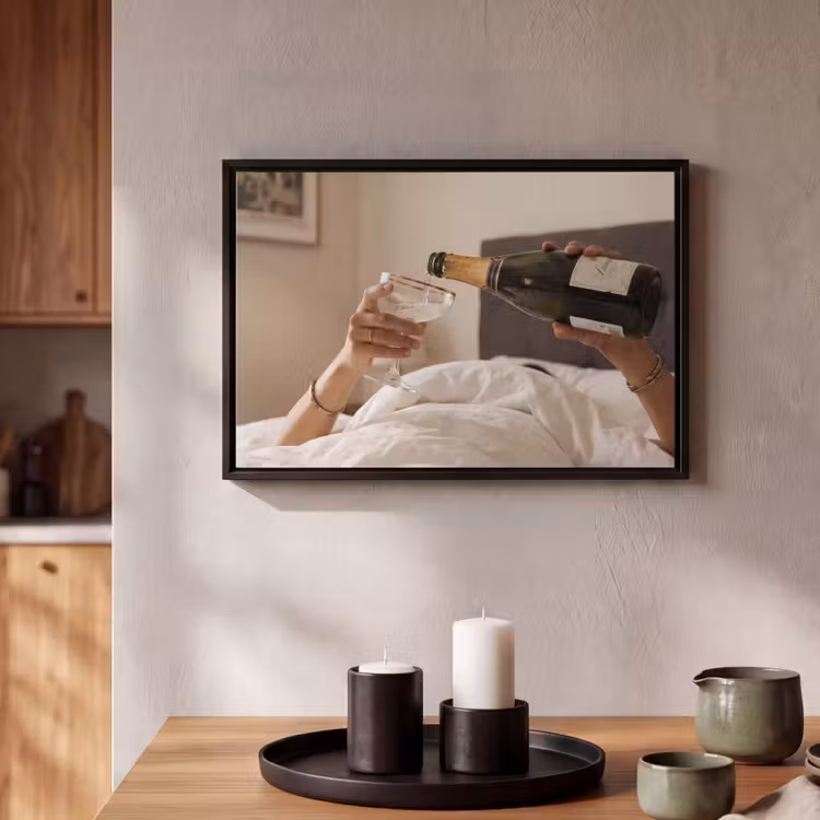 Canvas met lijst - Champagne - Bed - Bubbels — 2