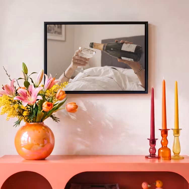 Canvas met lijst - Champagne - Bed - Bubbels — 4