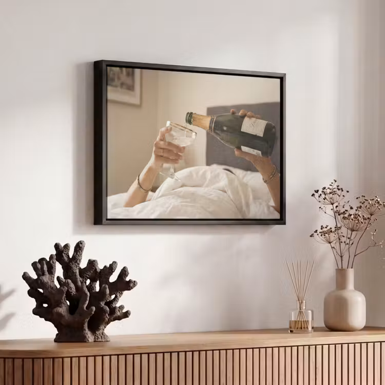 Canvas met lijst - Champagne - Bed - Bubbels — 6