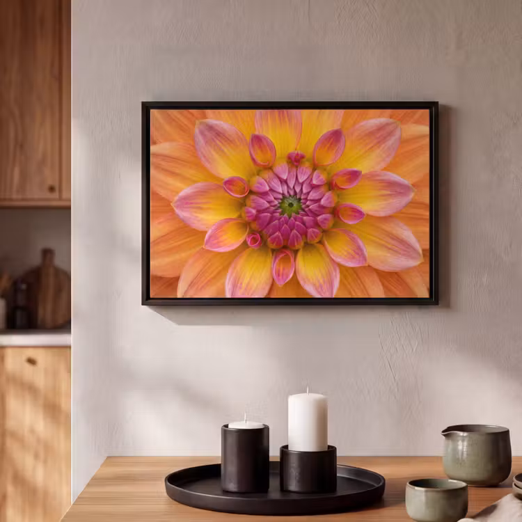 Canvas met lijst - Dahlia - Bloem - Oranje — 2