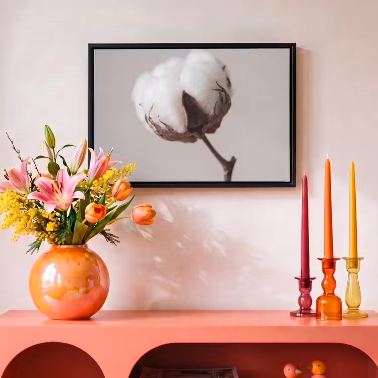 Canvas met lijst - Katoenbol - Minimalistisch - Wit — 4