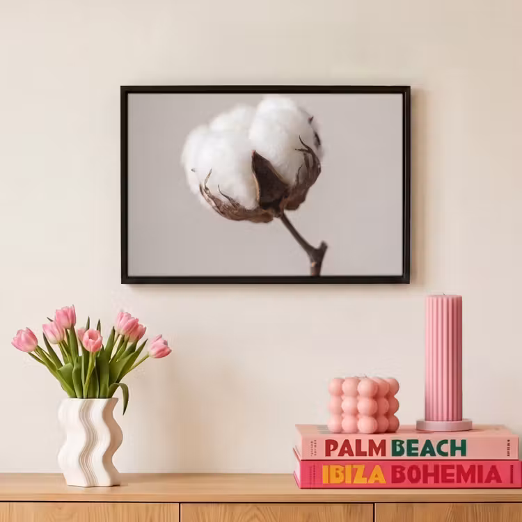 Canvas met lijst - Katoenbol - Minimalistisch - Wit — 8