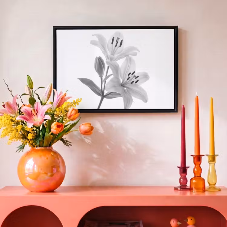 Canvas met lijst - Lelies - Elegant - Zwart - Wit — 4
