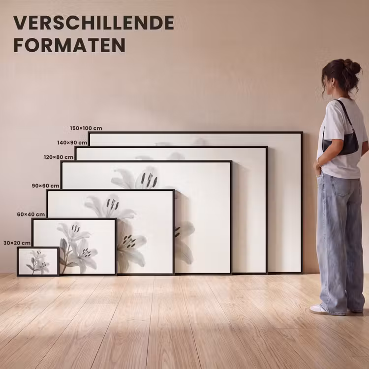 Canvas met lijst - Lelies - Elegant - Zwart - Wit — 7