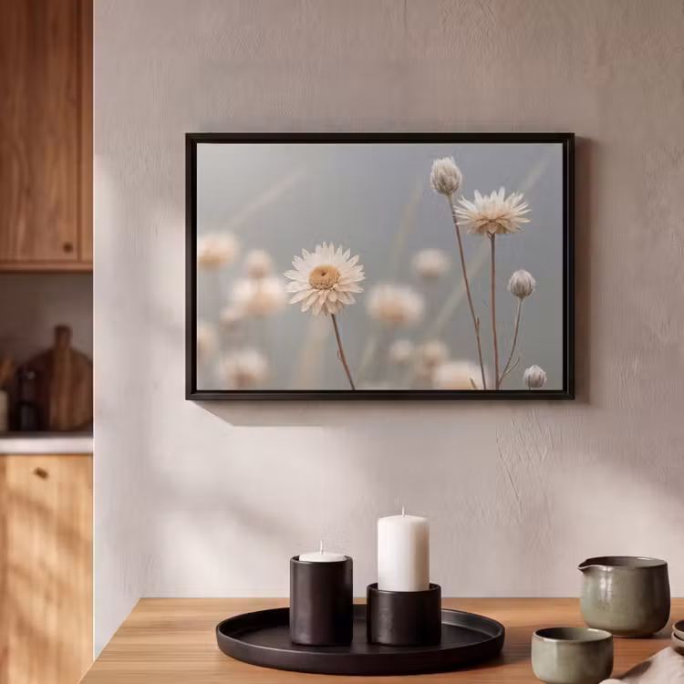 Canvas met lijst - Strobloemen - Wit - Daglicht — 2