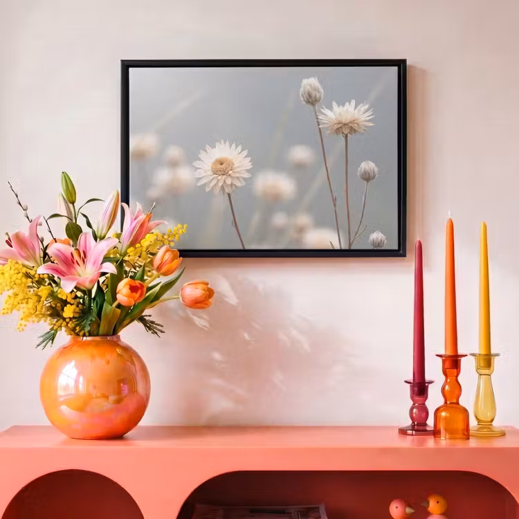 Canvas met lijst - Strobloemen - Wit - Daglicht — 4