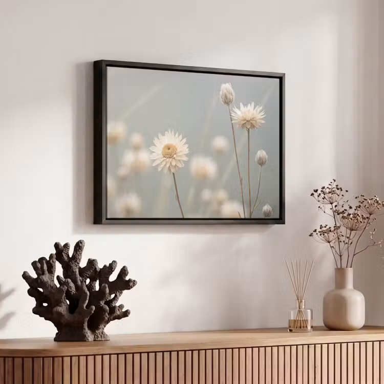 Canvas met lijst - Strobloemen - Wit - Daglicht — 6