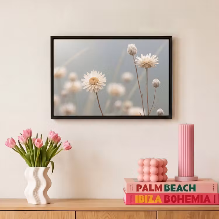 Canvas met lijst - Strobloemen - Wit - Daglicht — 8
