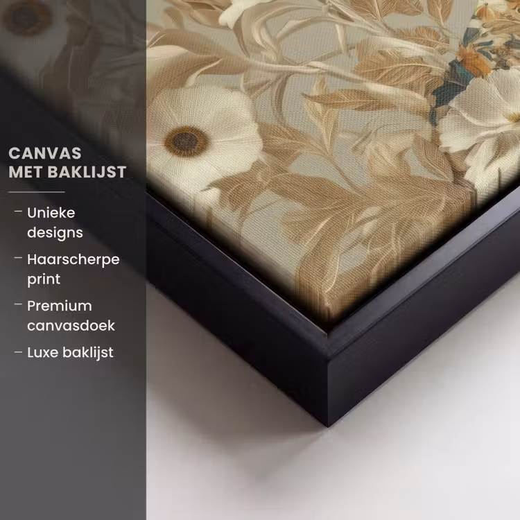 Canvas met lijst - Vrouw - Bloemen - Zonnebril - Wit — 5