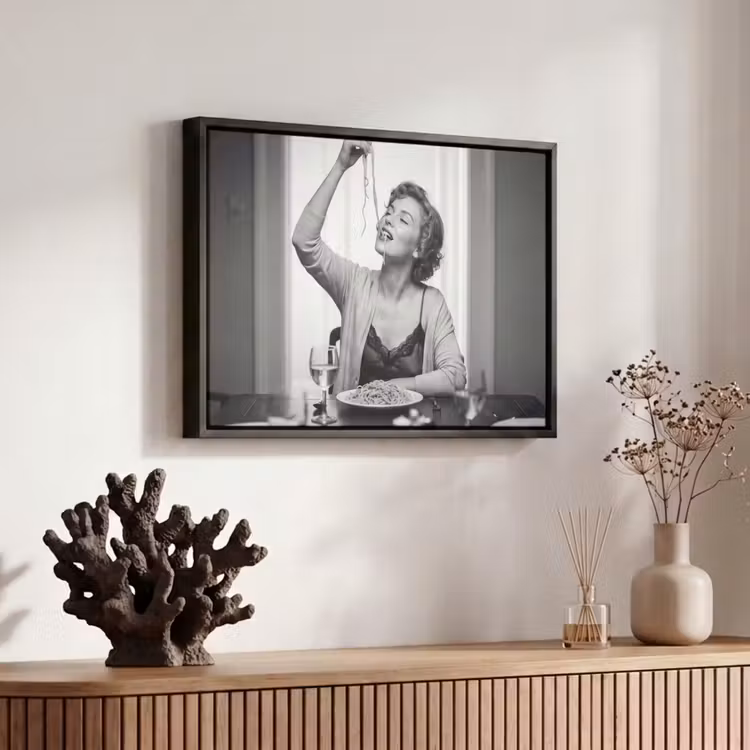 Canvas met lijst - Vrouw - Spaghetti - Zwart - Wit — 6