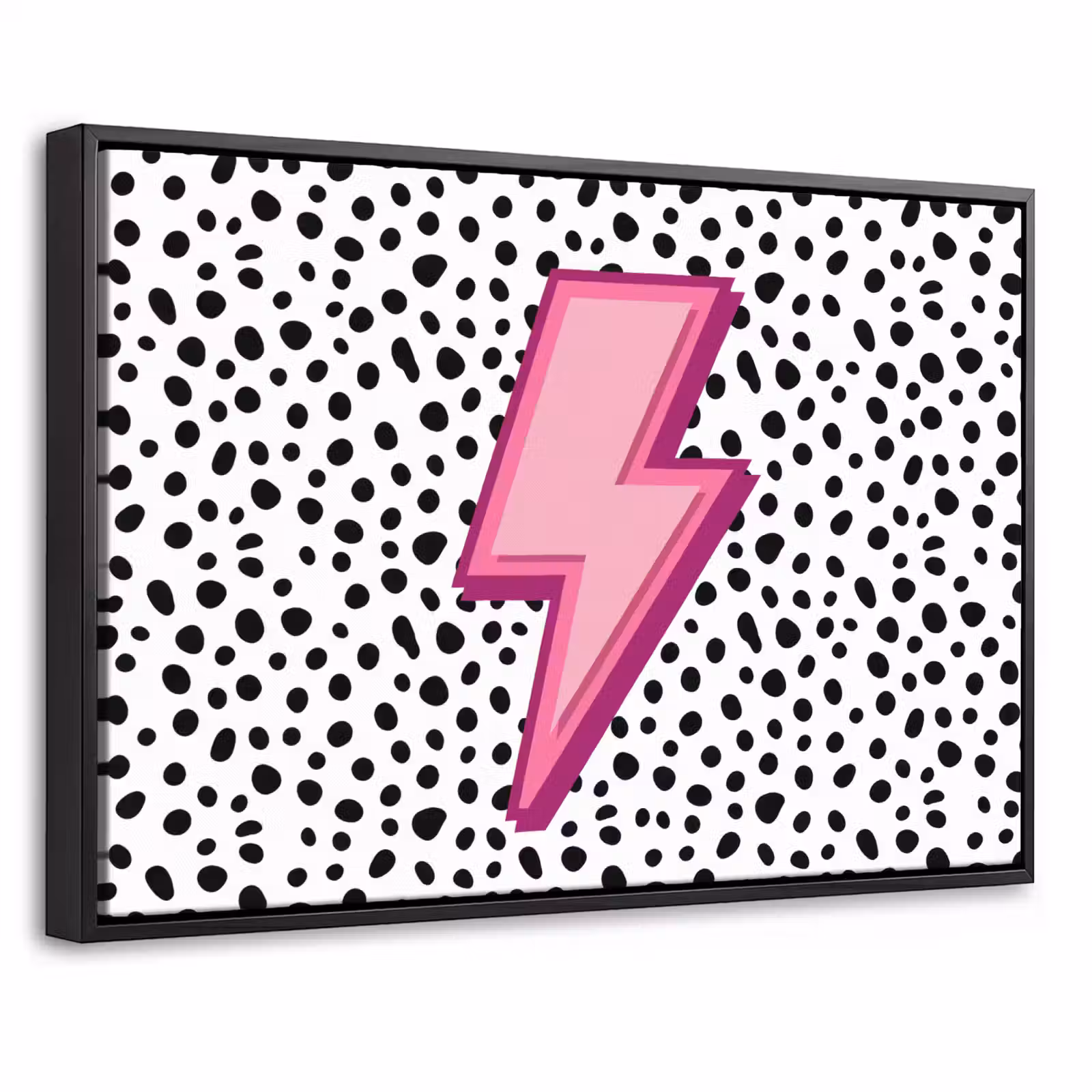 Canvas met lijst - Bliksem - Roze - Stippen — 1