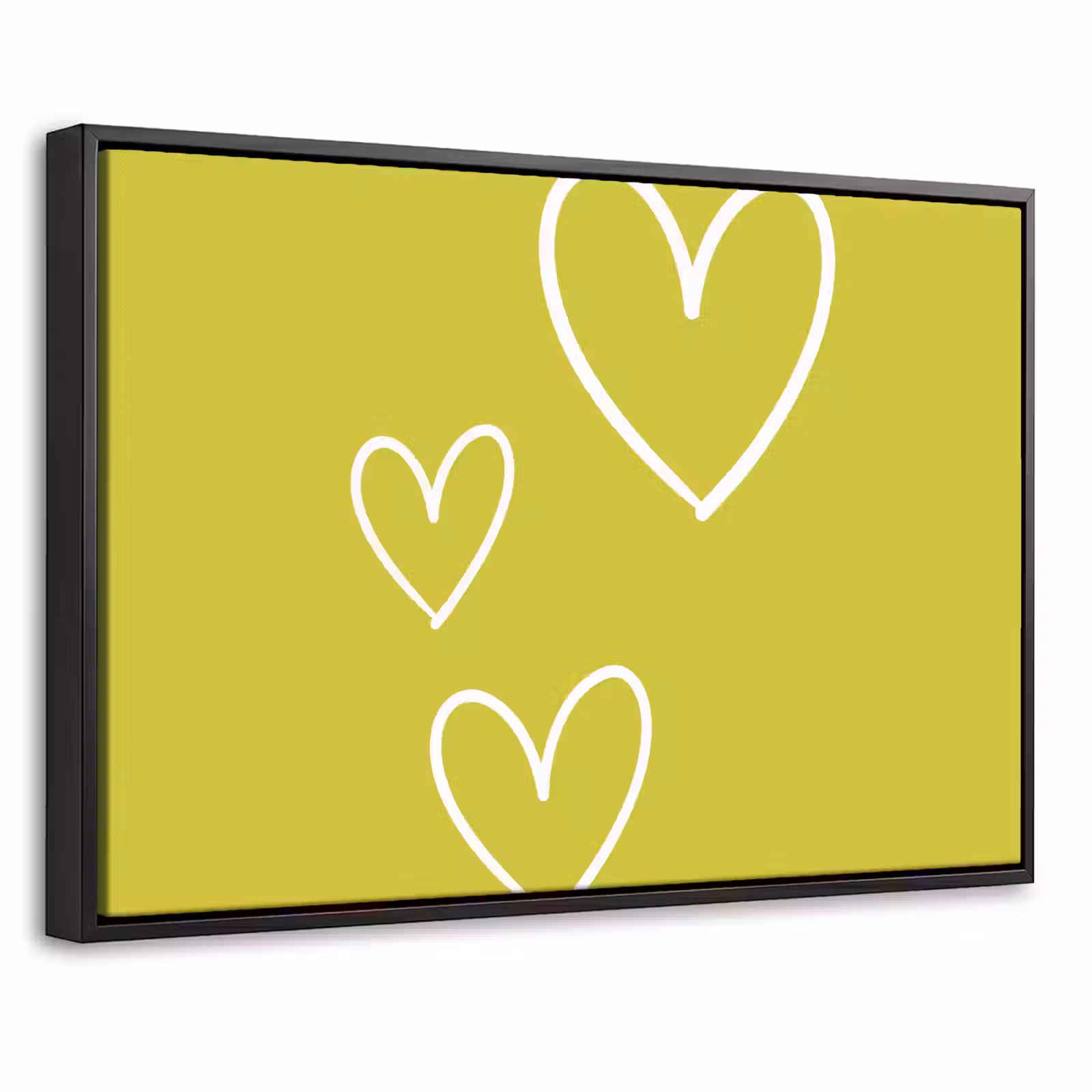 Canvas met lijst - Groen - Hartjes - Wit — 1