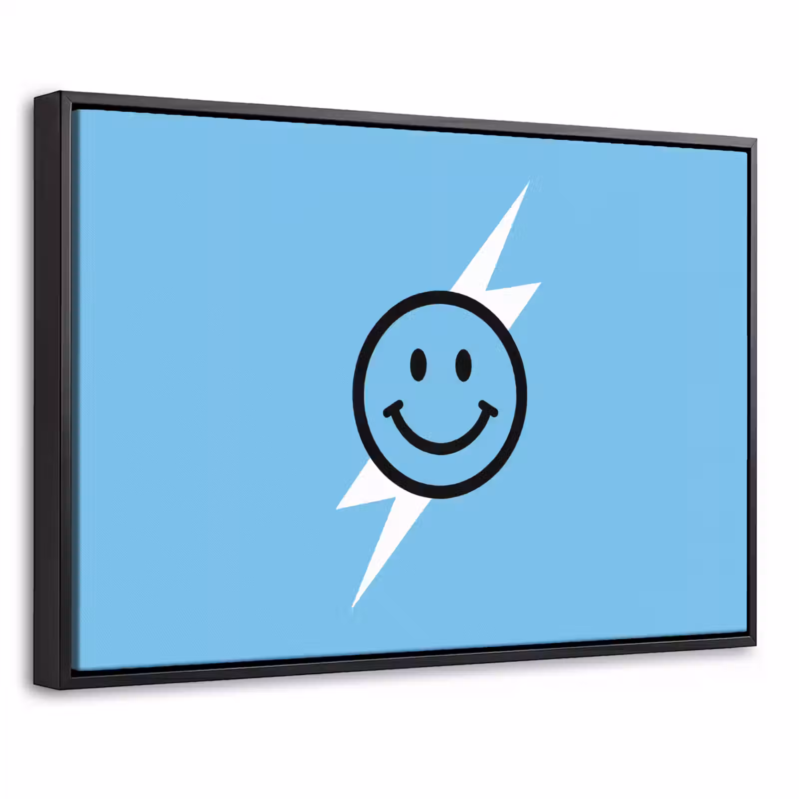 Canvas met lijst - Smiley - Blauw - Bliksem — 1