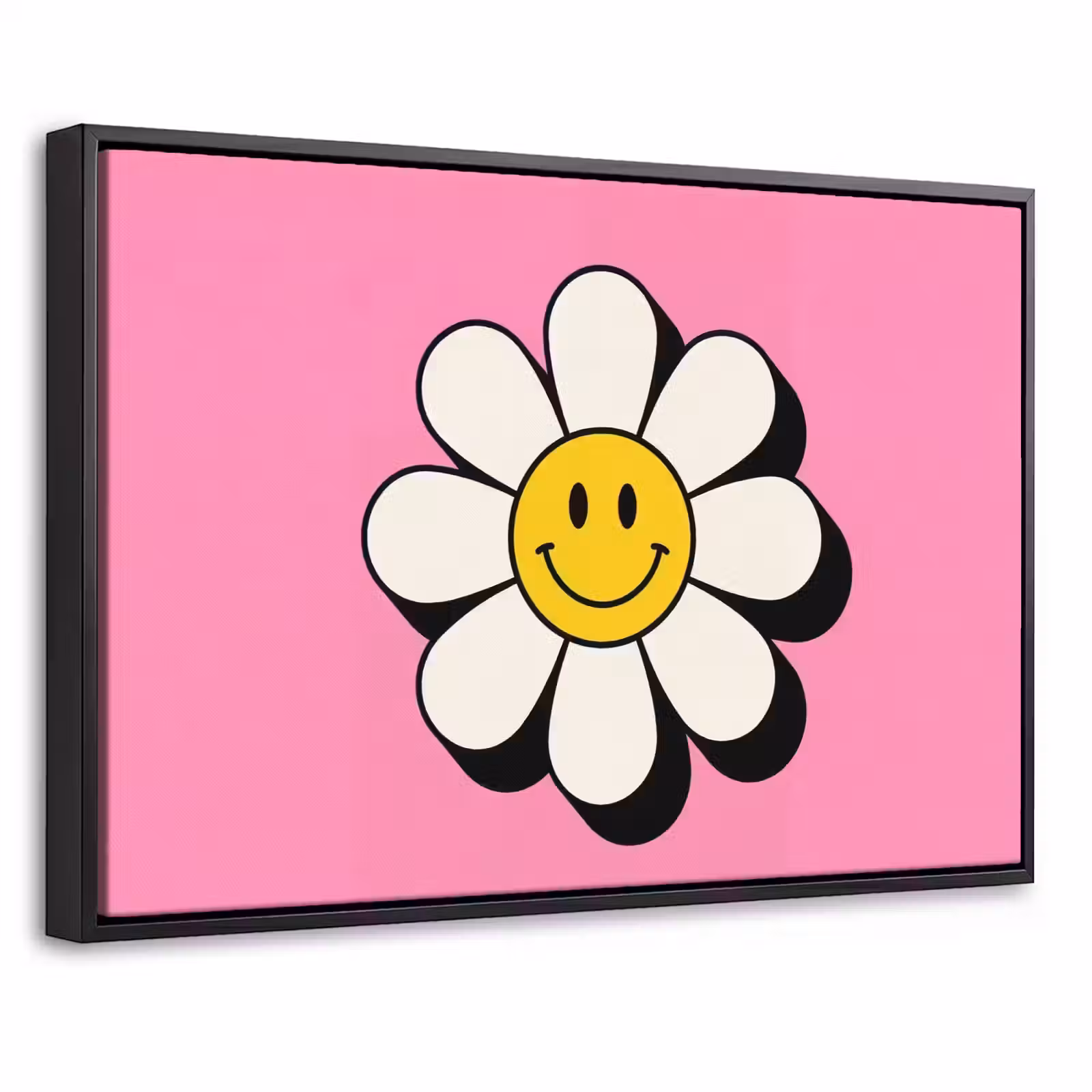 Canvas met lijst - Smiley - Bloem - Roze — 1