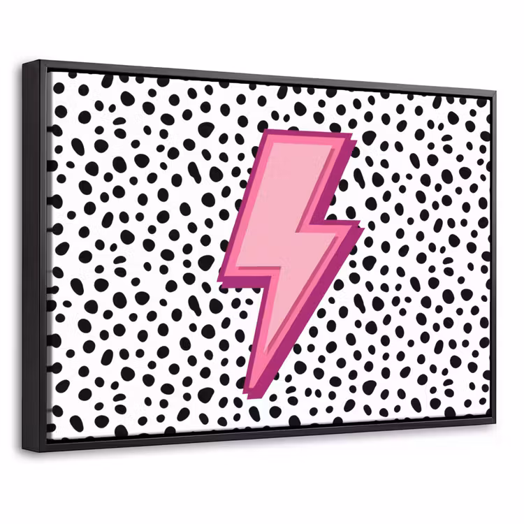 Canvas met lijst - Bliksem - Roze - Stippen — 1