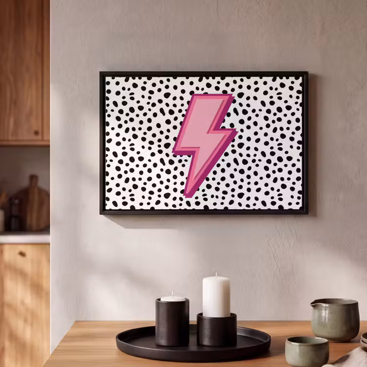 Canvas met lijst - Bliksem - Roze - Stippen — 2