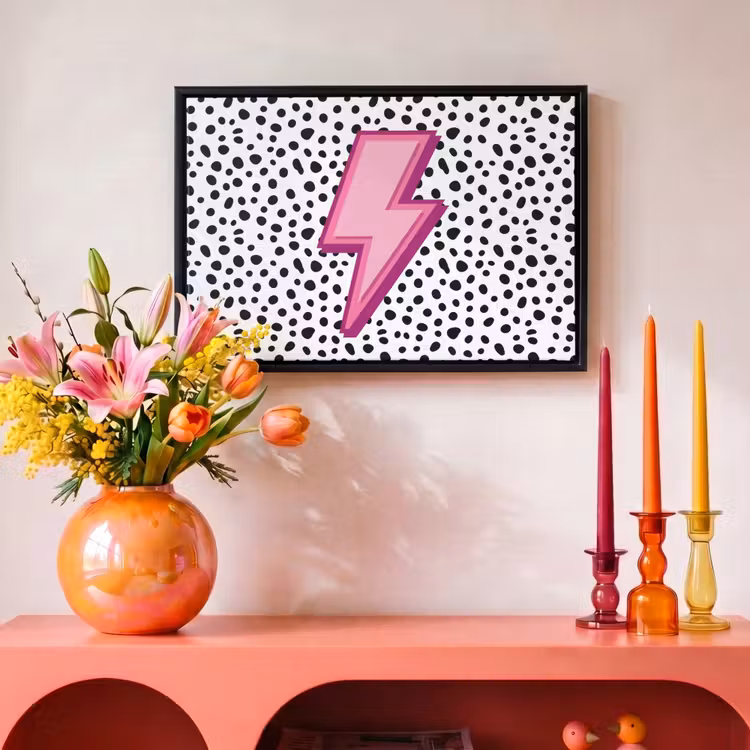 Canvas met lijst - Bliksem - Roze - Stippen — 4