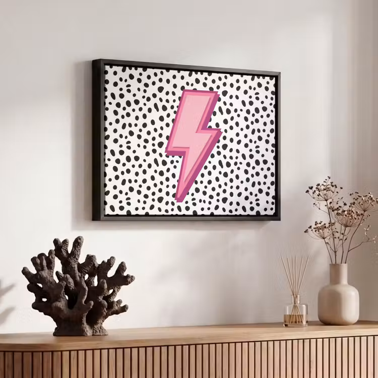 Canvas met lijst - Bliksem - Roze - Stippen — 6