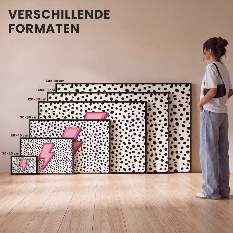 Canvas met lijst - Bliksem - Roze - Stippen — 7