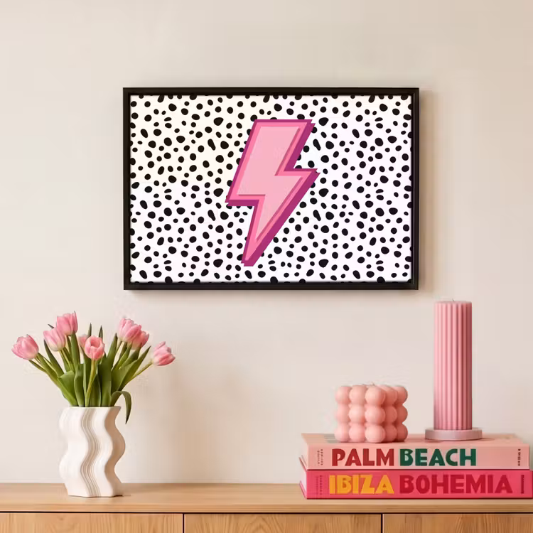 Canvas met lijst - Bliksem - Roze - Stippen — 8