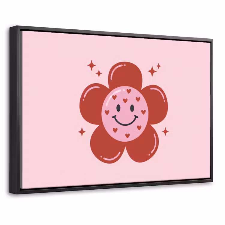 Canvas met lijst - Bloem - Roze - Hartjes — 1