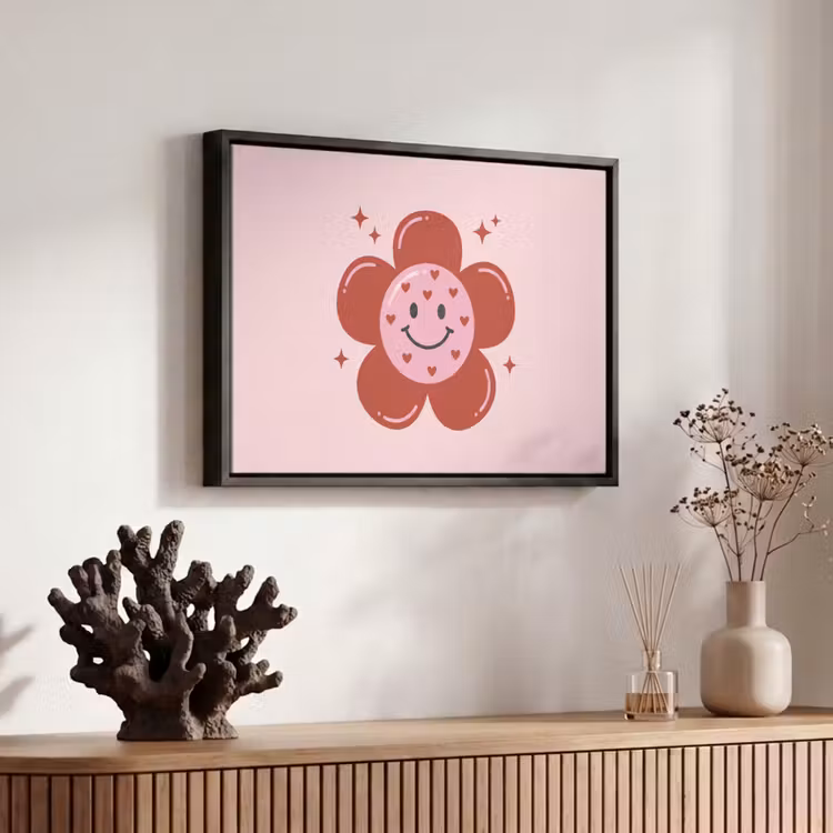 Canvas met lijst - Bloem - Roze - Hartjes — 6