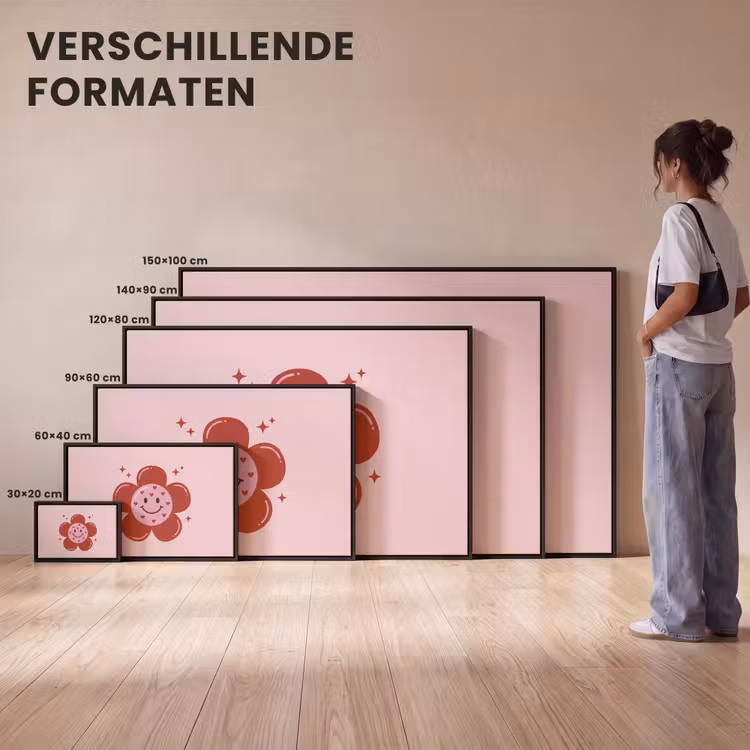 Canvas met lijst - Bloem - Roze - Hartjes — 7