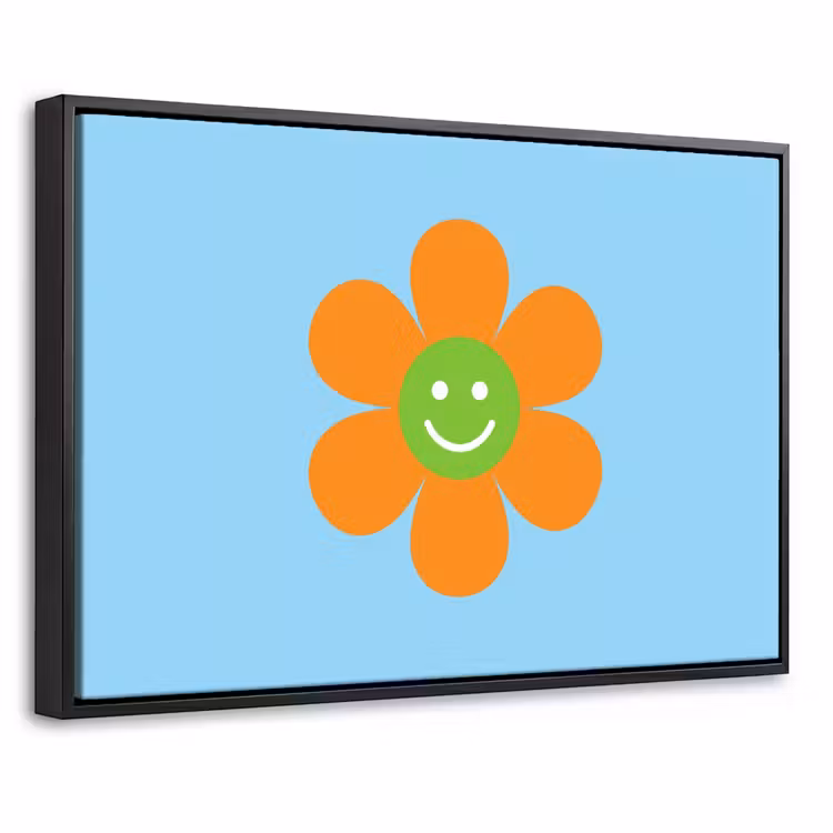 Canvas met lijst - Bloem - Smiley - Kleurrijk — 1