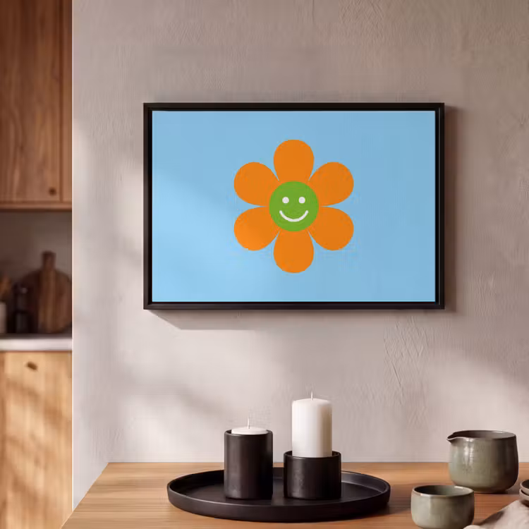 Canvas met lijst - Bloem - Smiley - Kleurrijk — 2
