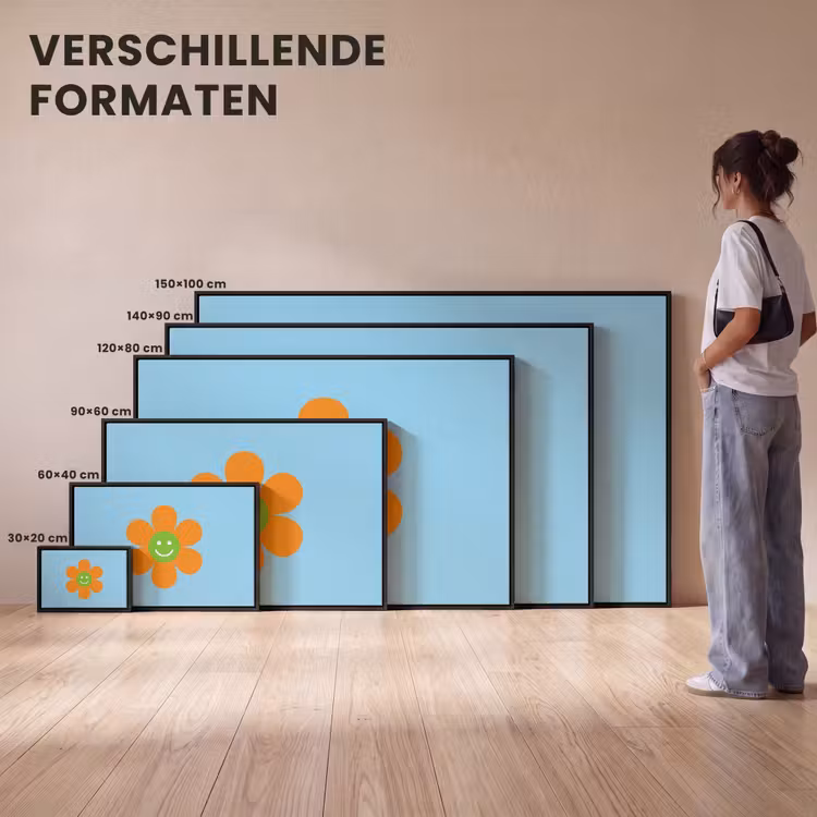 Canvas met lijst - Bloem - Smiley - Kleurrijk — 7