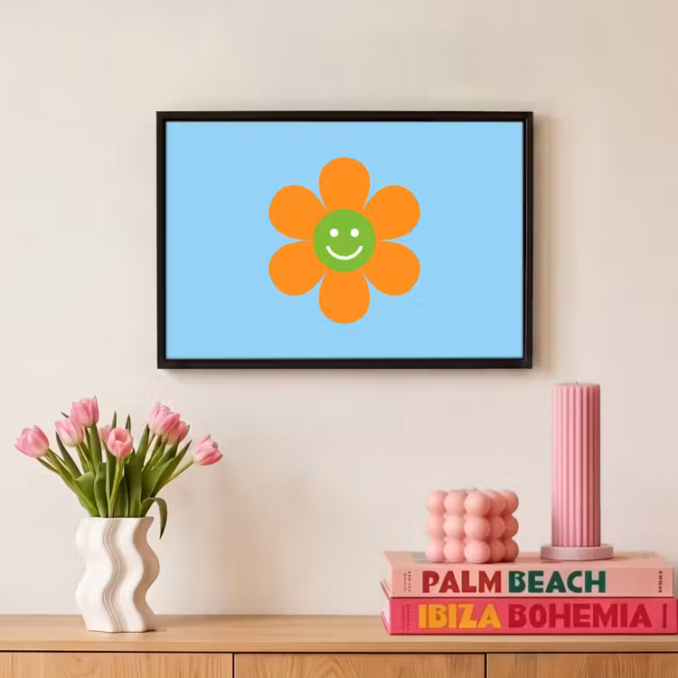 Canvas met lijst - Bloem - Smiley - Kleurrijk — 8