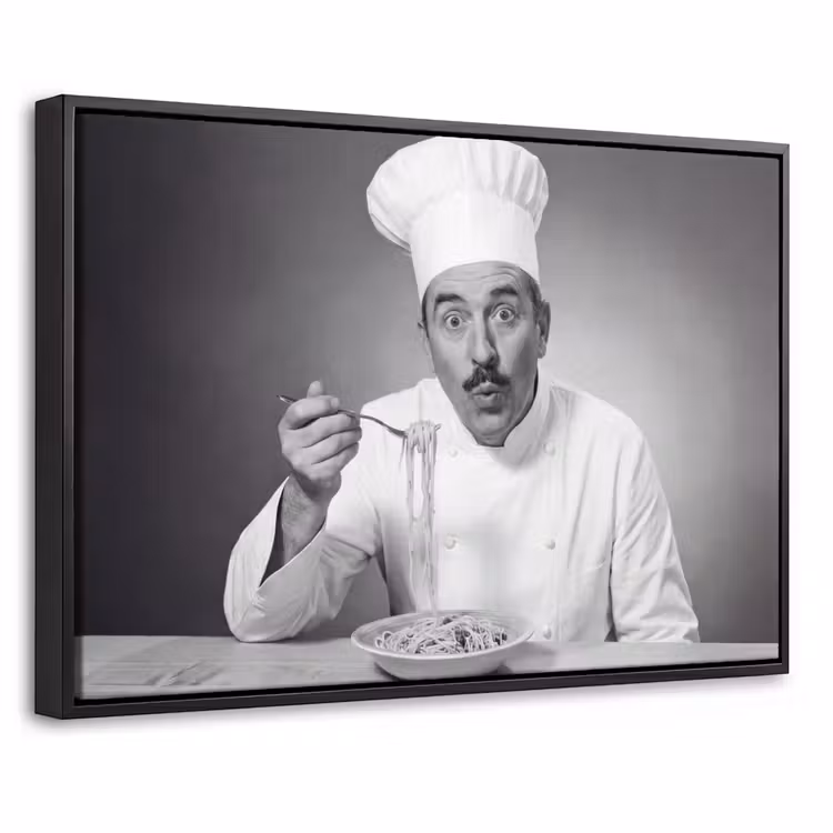 Canvas met lijst - Chef - Spaghetti - Pasta — 1