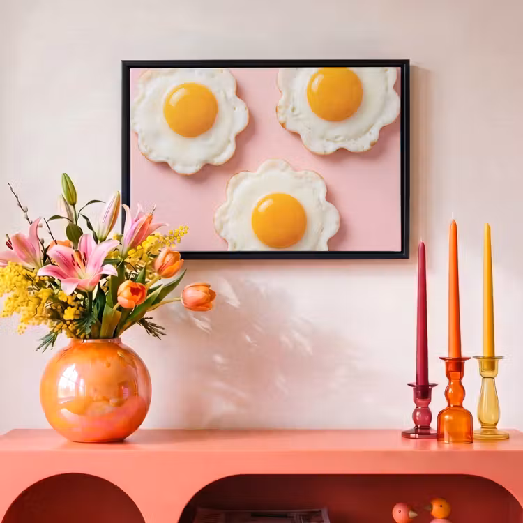 Canvas met lijst - Eieren - Bloem - Roze — 4