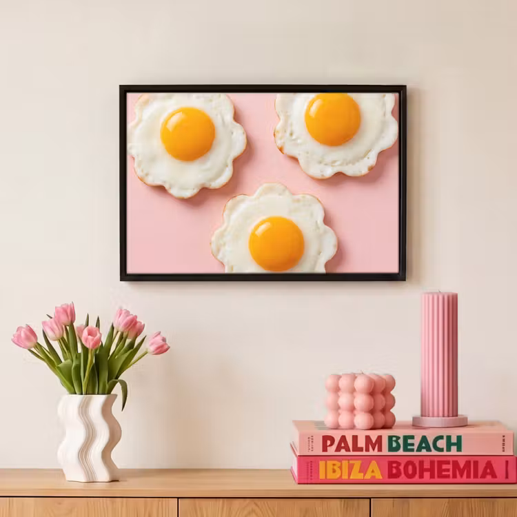 Canvas met lijst - Eieren - Bloem - Roze — 8