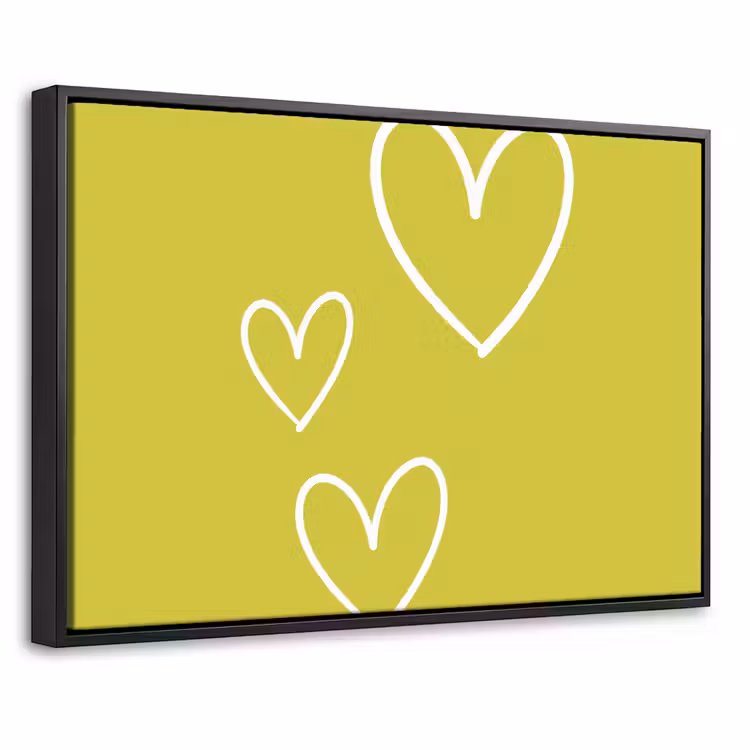 Canvas met lijst - Groen - Hartjes - Wit — 1