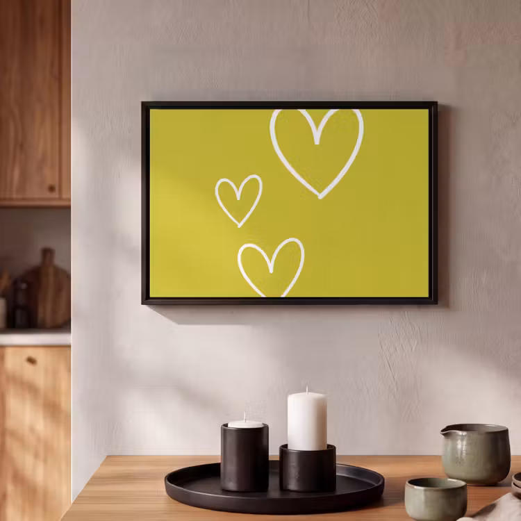 Canvas met lijst - Groen - Hartjes - Wit — 2