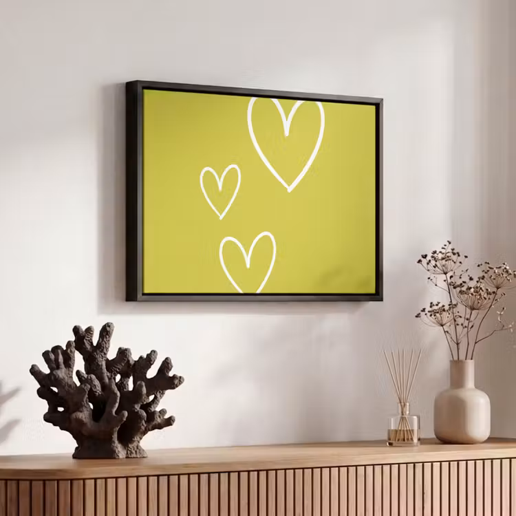 Canvas met lijst - Groen - Hartjes - Wit — 6