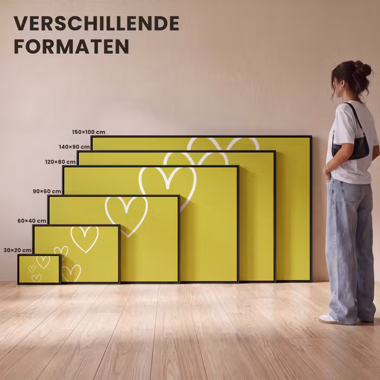 Canvas met lijst - Groen - Hartjes - Wit — 7