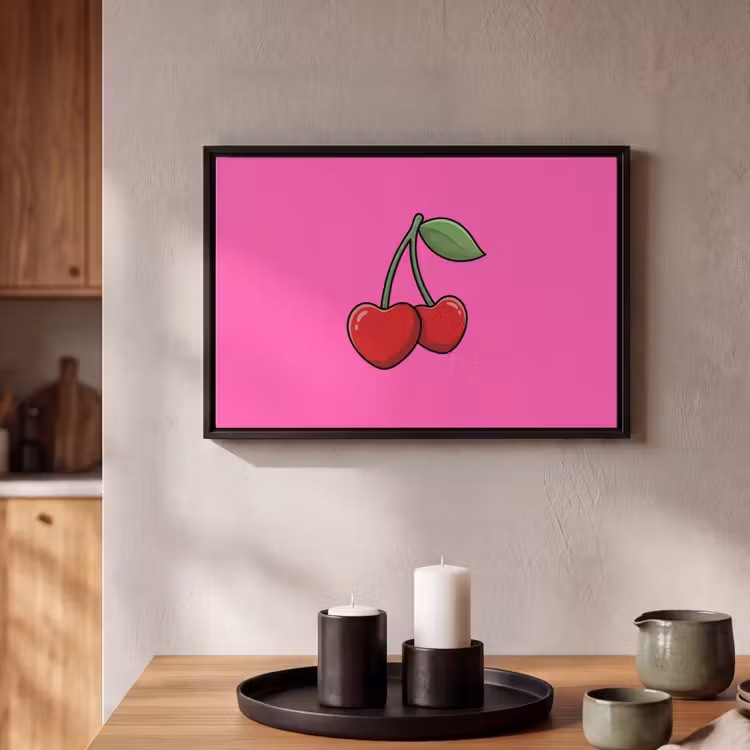 Canvas met lijst - Kers - Roze - Fruit — 2