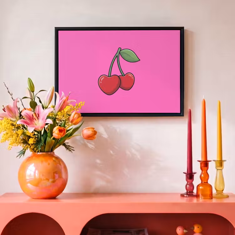 Canvas met lijst - Kers - Roze - Fruit — 4