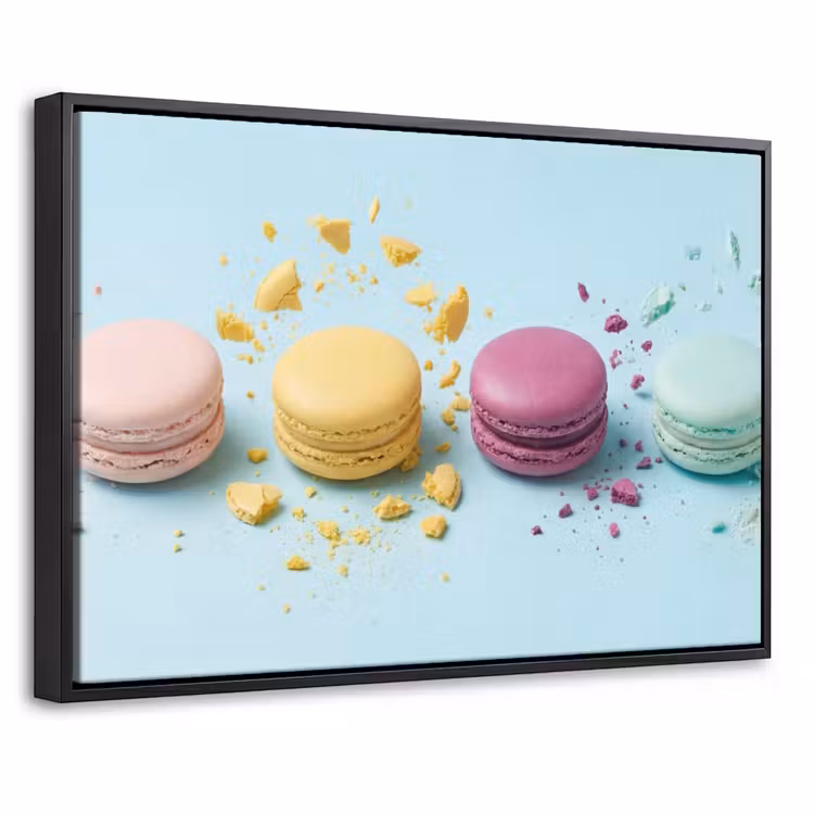 Canvas met lijst - Macarons - Kleurrijk - Pastel — 1