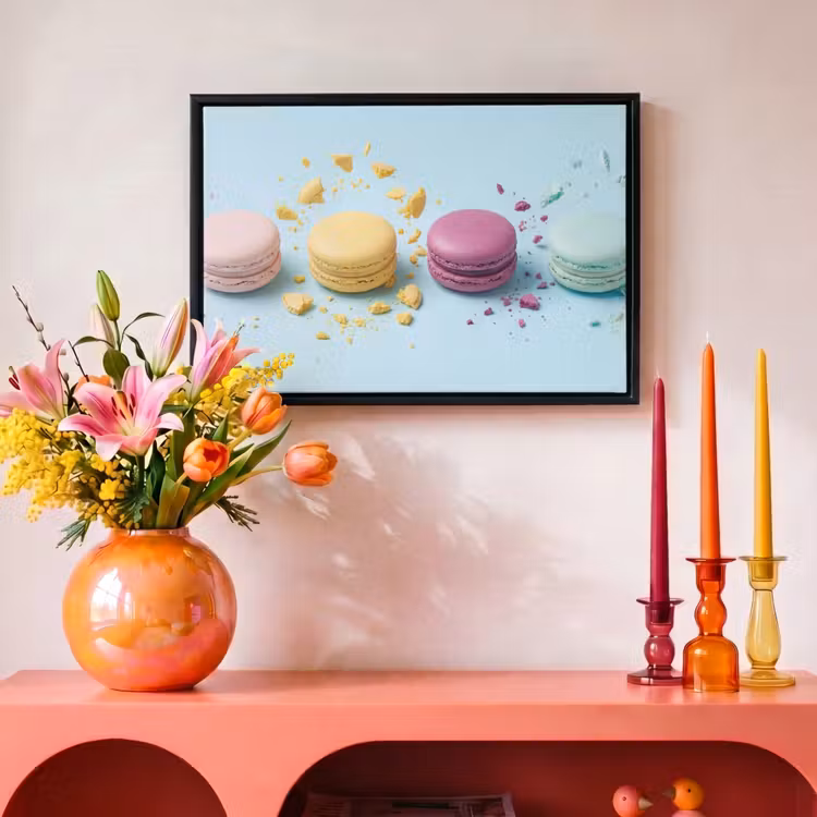 Canvas met lijst - Macarons - Kleurrijk - Pastel — 4