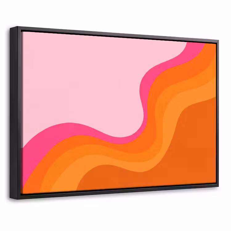 Canvas met lijst - Retro - Waves - Kleurrijk — 1