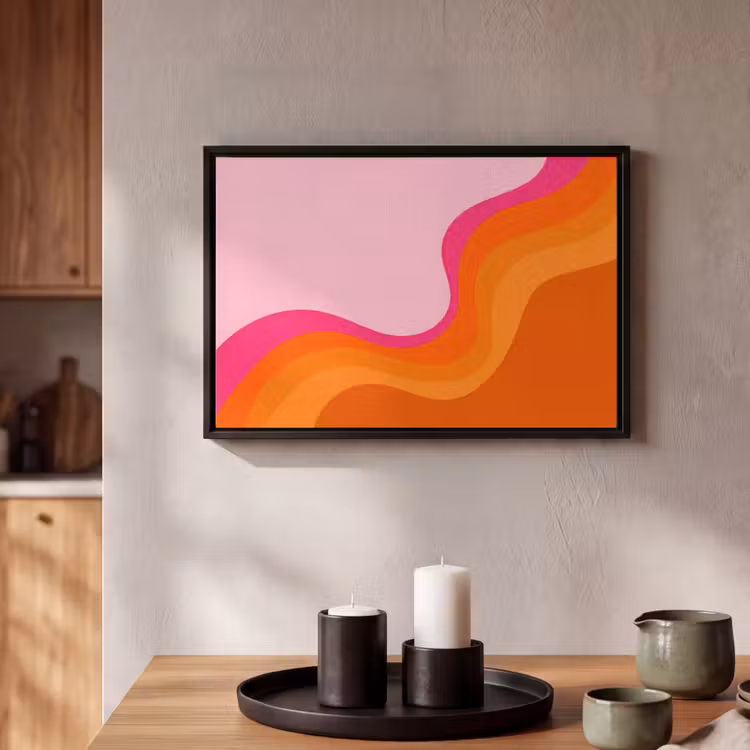 Canvas met lijst - Retro - Waves - Kleurrijk — 2