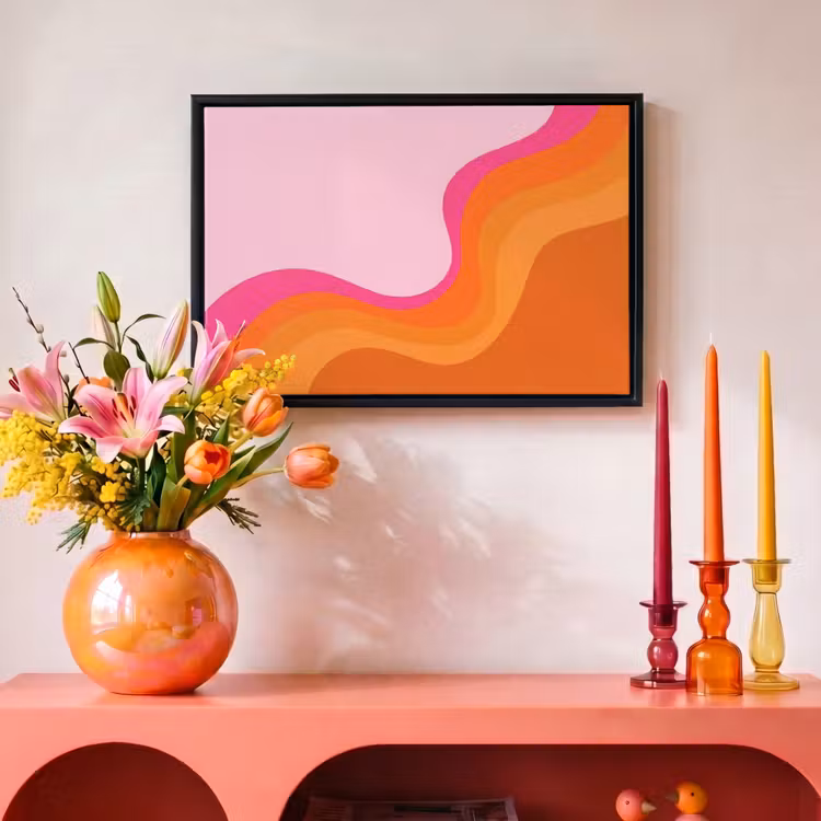 Canvas met lijst - Retro - Waves - Kleurrijk — 4