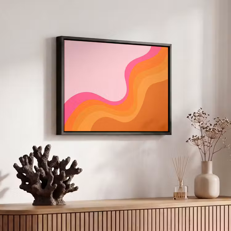 Canvas met lijst - Retro - Waves - Kleurrijk — 6