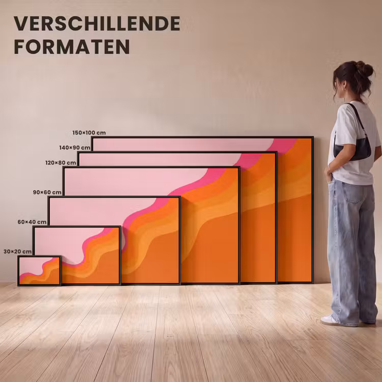 Canvas met lijst - Retro - Waves - Kleurrijk — 7