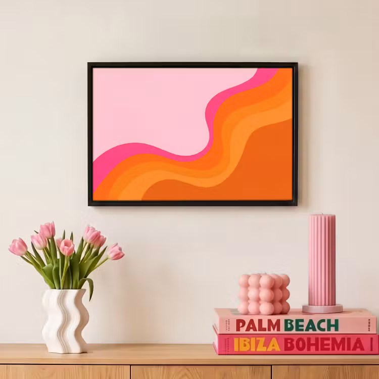 Canvas met lijst - Retro - Waves - Kleurrijk — 8