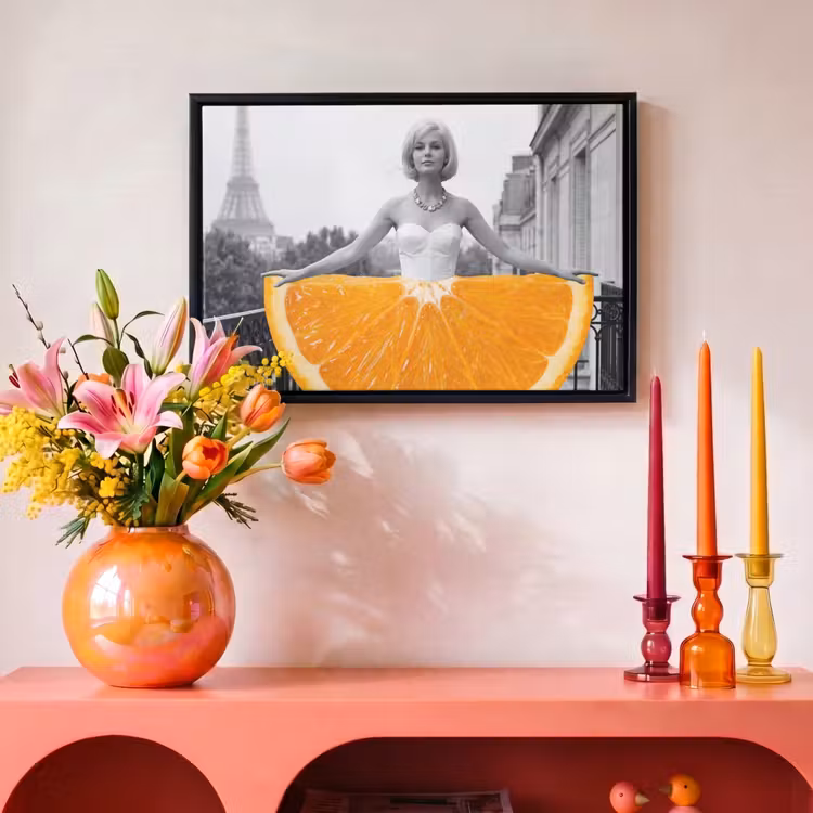 Canvas met lijst - Sinaasappel - Eiffeltoren - Vrouw — 4