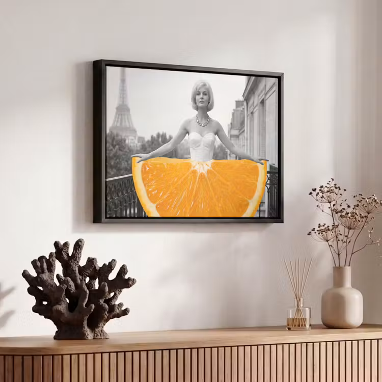 Canvas met lijst - Sinaasappel - Eiffeltoren - Vrouw — 6